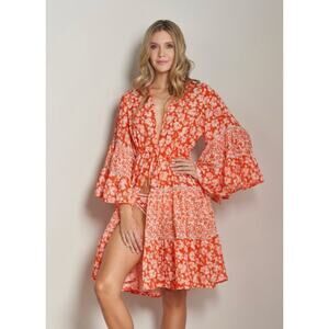 Cosita Linda Short Kimono Time to Shine Small Floral Bell Sleeve Beach Boho